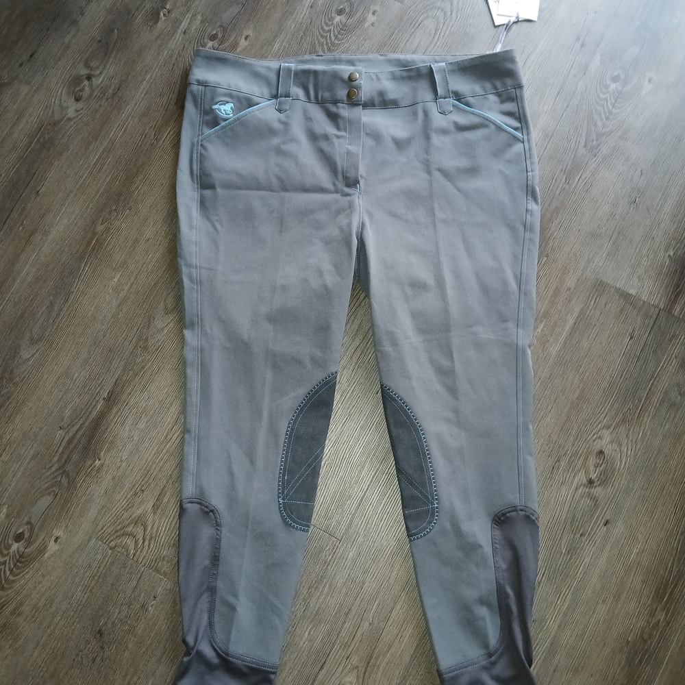 Piper Gray Riding Pants with Blue Accents